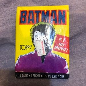Topps 1989 Batman Factory Sealed wax pack of trading cards. With Woolworth tag.